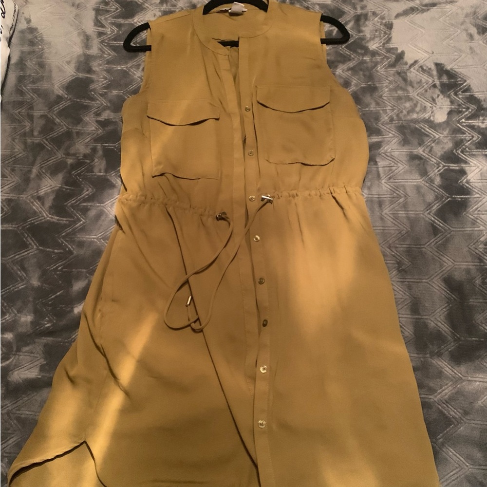 H&M: Olive Green Front Tie Dress, Size 12
